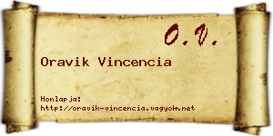 Oravik Vincencia névjegykártya